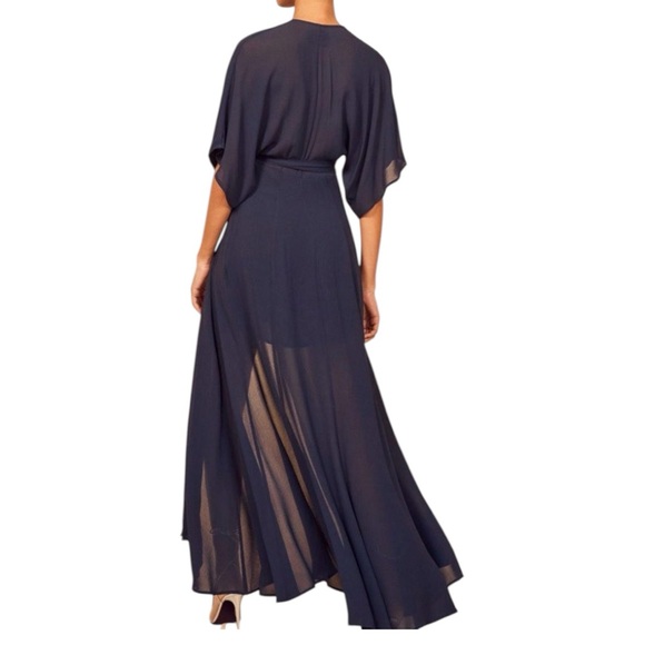NWT Reformation Winslow Navy Blue Winslow Maxi Kimono Wrap Dress - Picture 7 of 13